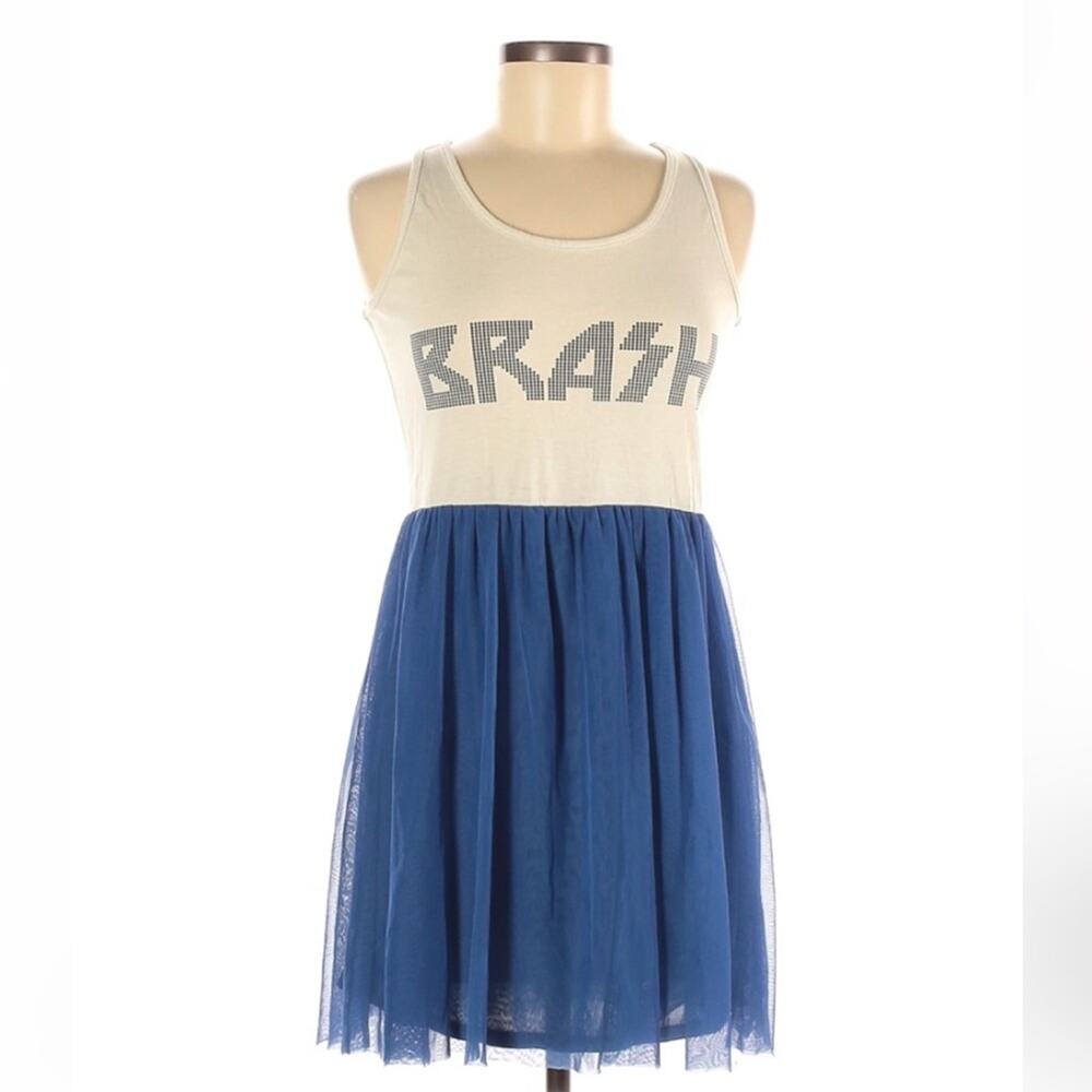 Lowrys Farm Brash white and blue tutu fit‎ and flare tank top dress, size med